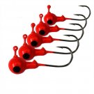 50pcs Red Round Sharp Fishing Hooks Lead Head  Perch Soft Lures Drop Shot