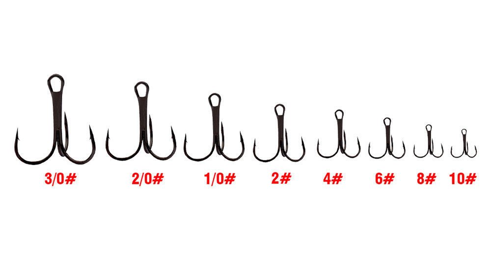 100pcs Fishing Hook Sharpened Treble Hooks 10 sizes Fish Jig hook Tackle