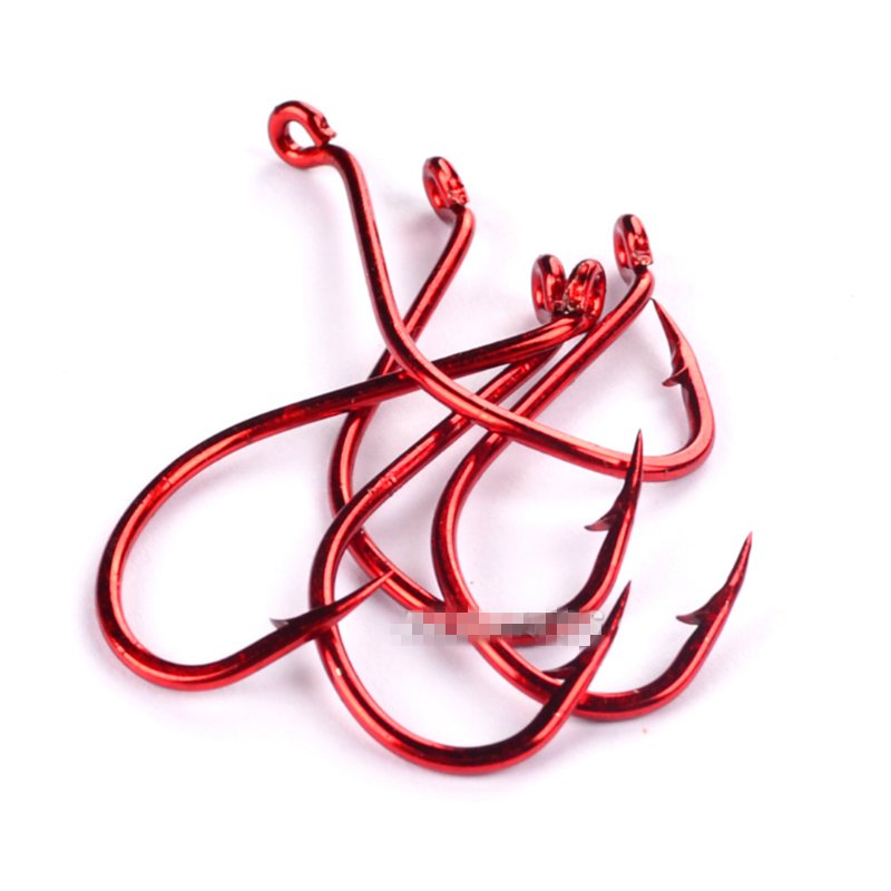 100PCS Octopus Fishing Hook Red High-carbon Steel Fishhook Saltwater Bass Hooks