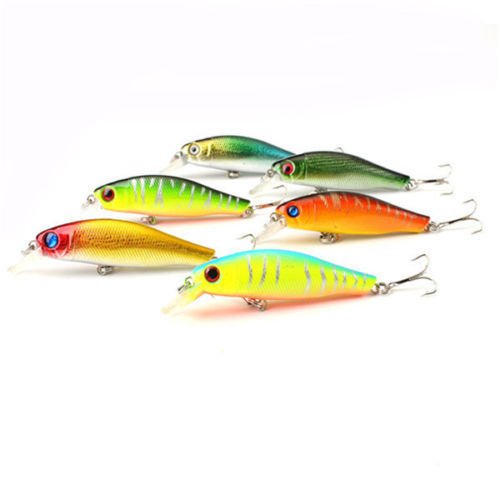 New Design Hard Minnow Fishing Lures Crankbaits Treble 6# Hook 8.9g/8.5cm 6pcs