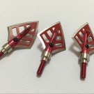 3pcs Red Broadheads 4 Blade Arrowhead Hunting Arrow Head Point Tips 125 Gr