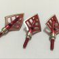 3pcs Red Broadheads 4 Blade Arrowhead Hunting Arrow Head Point Tips 125 Gr