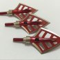 3pcs Red Broadheads 4 Blade Arrowhead Hunting Arrow Head Point Tips 125 Gr