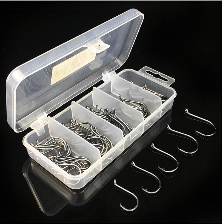 75pcs/ box Offset Assorted Sport Circle Hooks Hi-Carbon Steel Octopus Jig