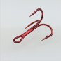 100pcs Red Fishing Hooks Sharpened Treble Hook High Carbon Steel Jig Hook