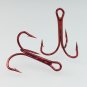 100pcs Red Fishing Hooks Sharpened Treble Hook High Carbon Steel Jig Hook