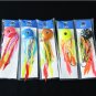 5 x Rould Squid Head Fishing Lures Rubber Skirt Bass Lures Dual Jigs 5 Colors