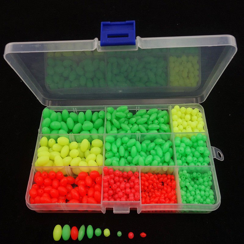 1000pcs /Box Plastic Beads Oval/Round Hard Fishing Lures Bead Tackle