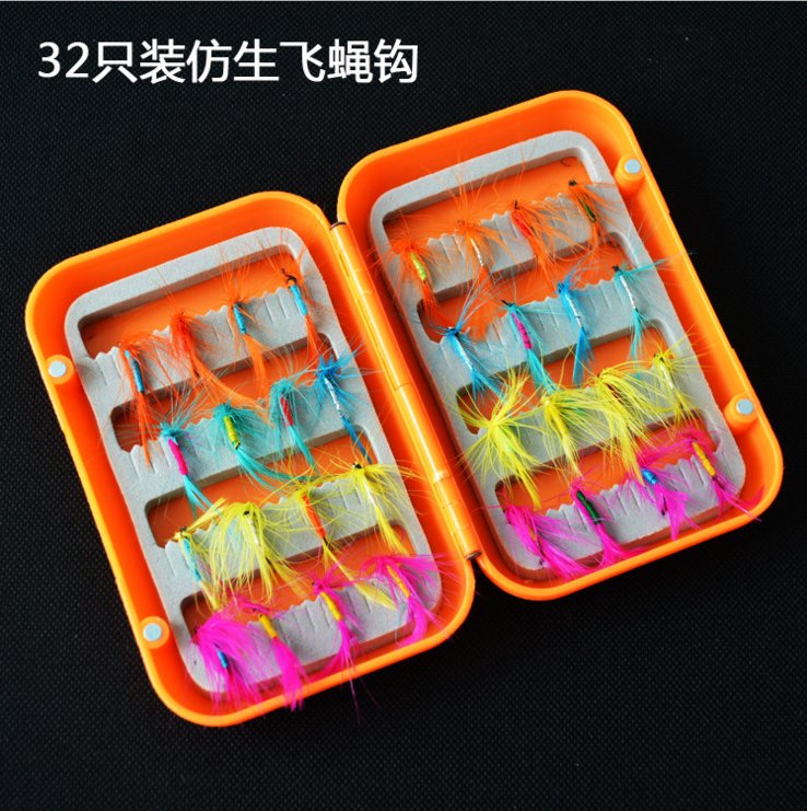 32pcs Assortment Trout Fly Fishing Flies Dry Nymph Buzzers Fly Fishing Box 2Type