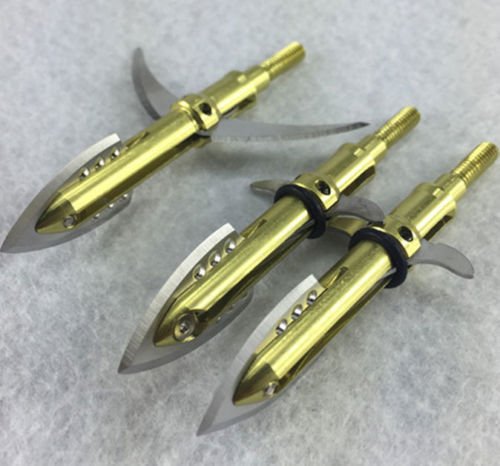 6pk x Gold Hunting Archery Arrowheads Broadheads Points 100Grain Fishing TIps