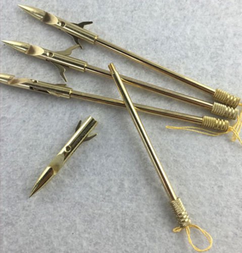 4PCS Gold Fishing Harpoon Slingshot Bullet Spear Prong Barbed Gig ...