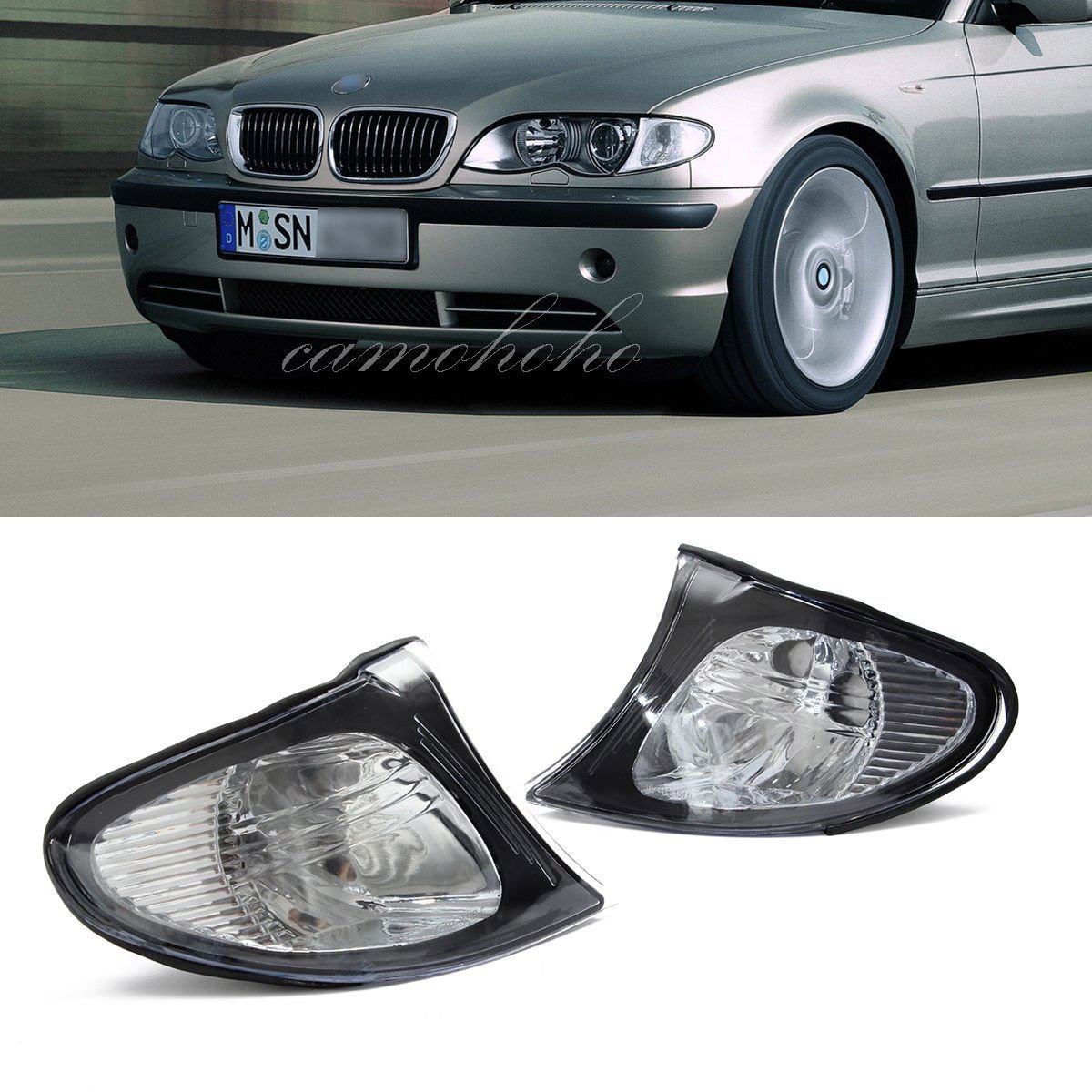 Pair For 02-05 BMW E46 3-SERIES 4DR  Sedan Corner Lights - Crystal Clear Lens