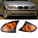 2 For BMW 02-05 E46 3-SERIES 4 Door Sedan Corner Turn Signal Lights Yellow Lens