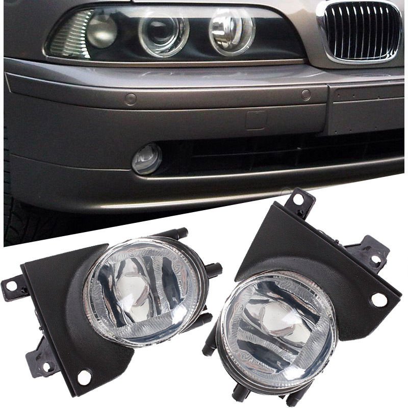 PAIR FOR 2001-2003 BMW E39 OEM FRONT BUMPER REPLACEMENT CLEAR FOG LIGHTS LAMPS