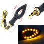 4x Universal Motorcycle Black 12 LED Turn Signal Indicators Blinker Amber Light