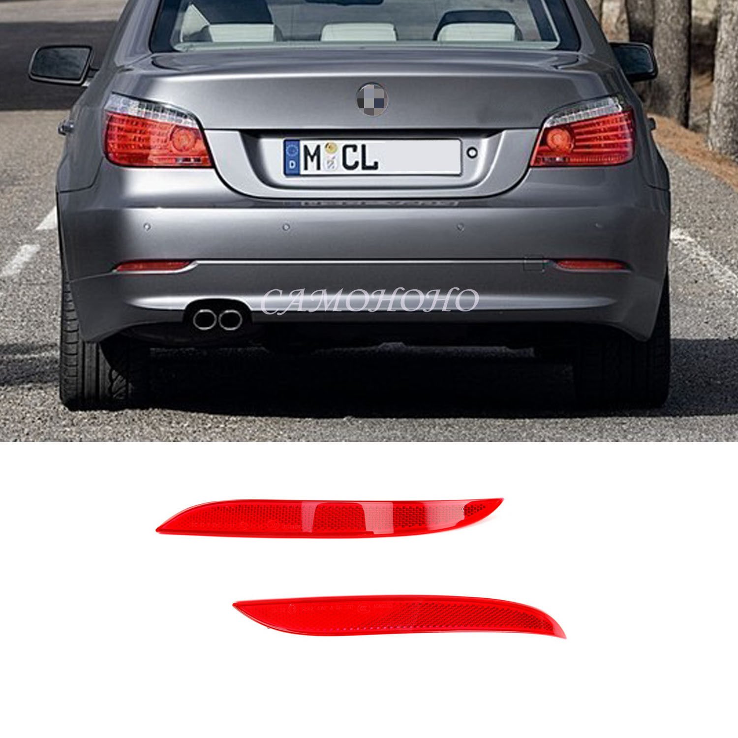 For BMW 2008-2010 5-Series E60 E61 Pair Rear Bumper Reflector Lights Left Right