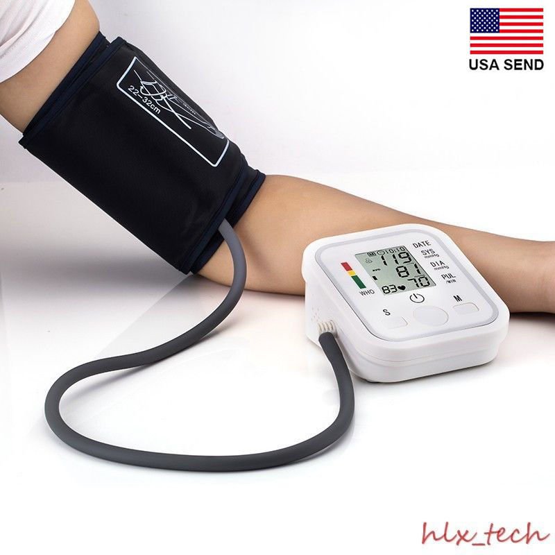 LCD Digital Arm Cuff Blood Pressure Monitor Heart Rate Beat Pulse Meter Measure