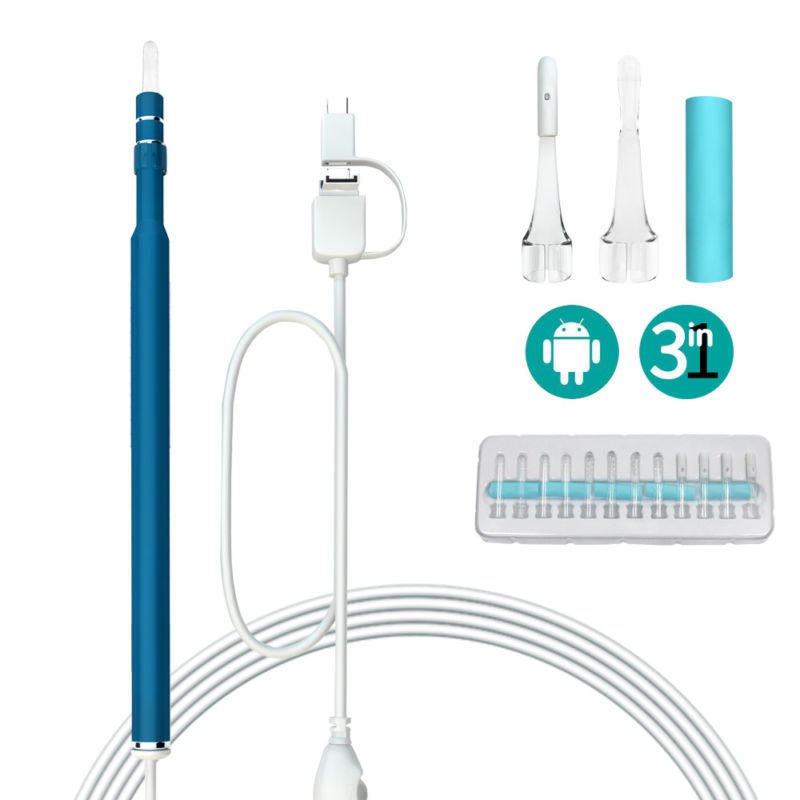 LED Visual Ear Cleaner Inspection Camera Endoscope Earpick Curette Remover Set