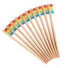 10 Pcs Rainbow Bamboo Toothbrush Colorful Soft Bristle Head Wooden Toothbrush