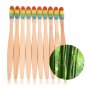 10 Pcs Rainbow Bamboo Toothbrush Colorful Soft Bristle Head Wooden Toothbrush