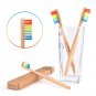 10 Pcs Rainbow Bamboo Toothbrush Colorful Soft Bristle Head Wooden Toothbrush