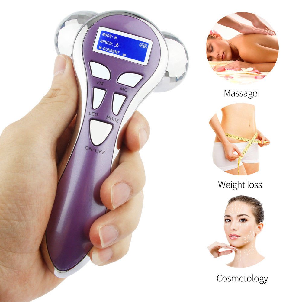 4D Electronic Roller Body Massager Machine Microcurrent Vibrating Facial Muscle