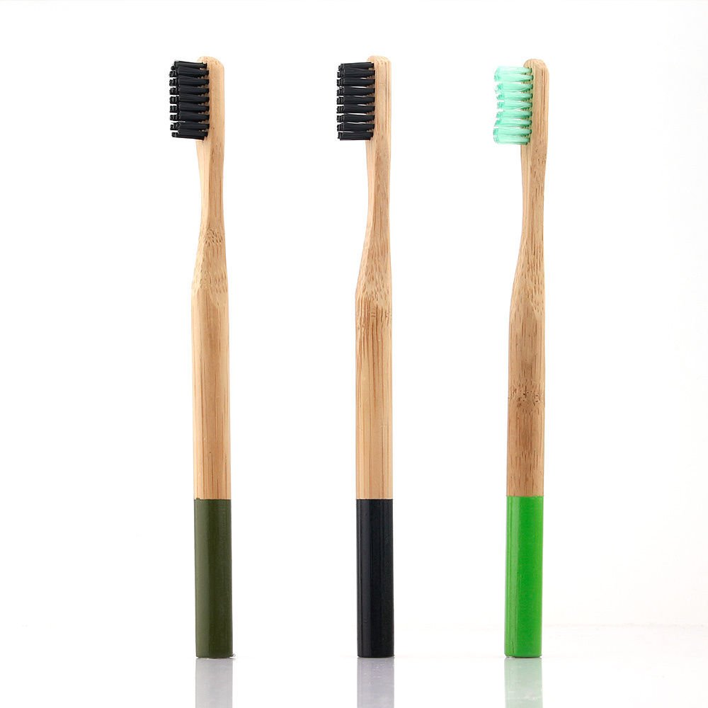 Natural Bamboo Wooden Handle Toothbrush Eco Friendly Charcoal Soft Bristles 3pcs