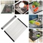 Roll Up Folding Over the Sink Dish Drying Rack Stainless Steel Kitchen Holder