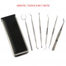 6pcs Stainless Steel Dental Lab Kit Dentist Surgical Mirror Teeth Pick Probe Set