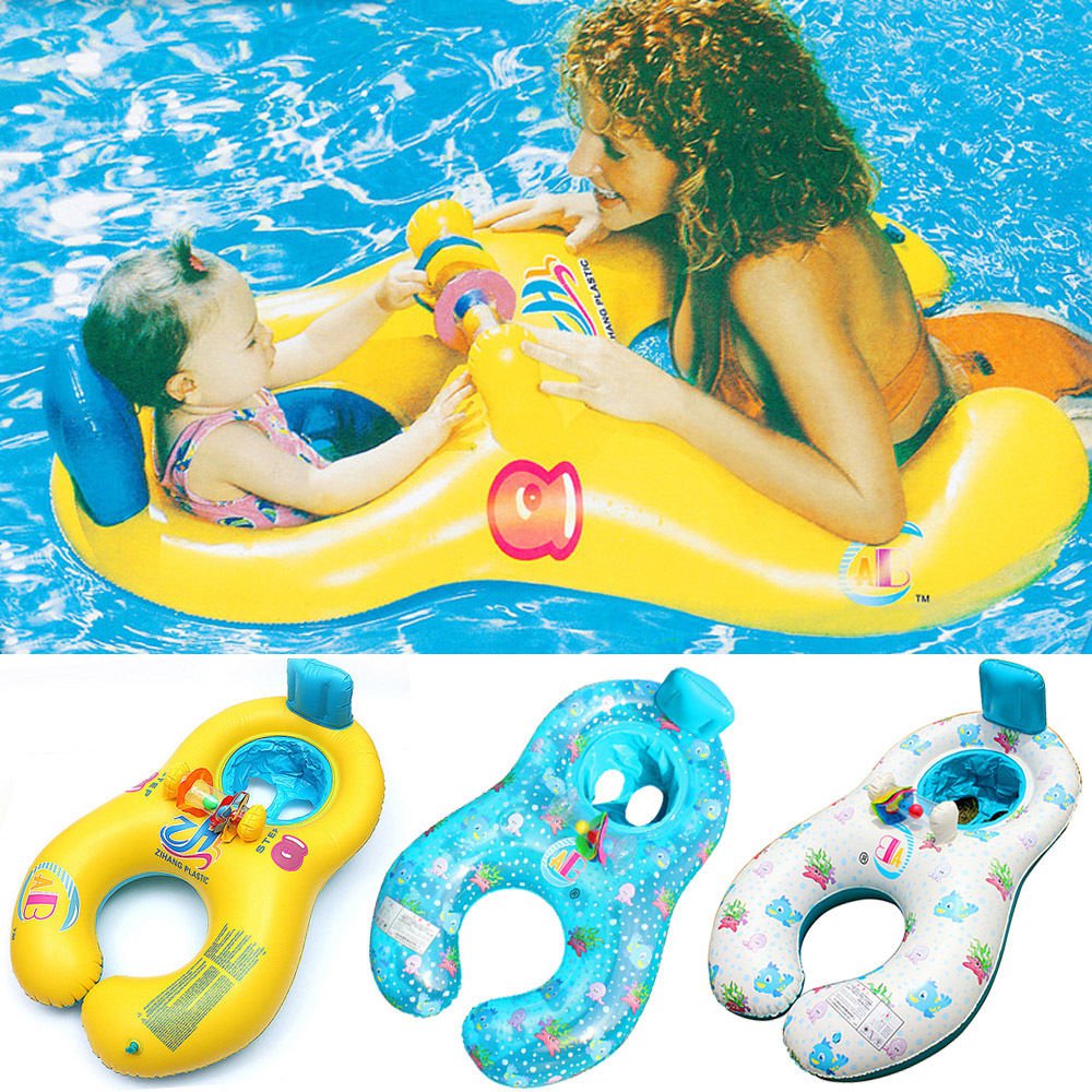 Infant Baby Kids Float & Adult Seat Inflatable Swim Swimming Ring Pool Water Fun