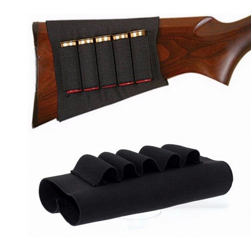 Ammo Cartridge Buttstock Rifle Shell Holder Deer Hunt  5 Shot Gun Storage Pouch
