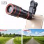 Clip-on 12x/8x Optical Zoom HD Telescope Camera Lens for Universal Mobile Phone