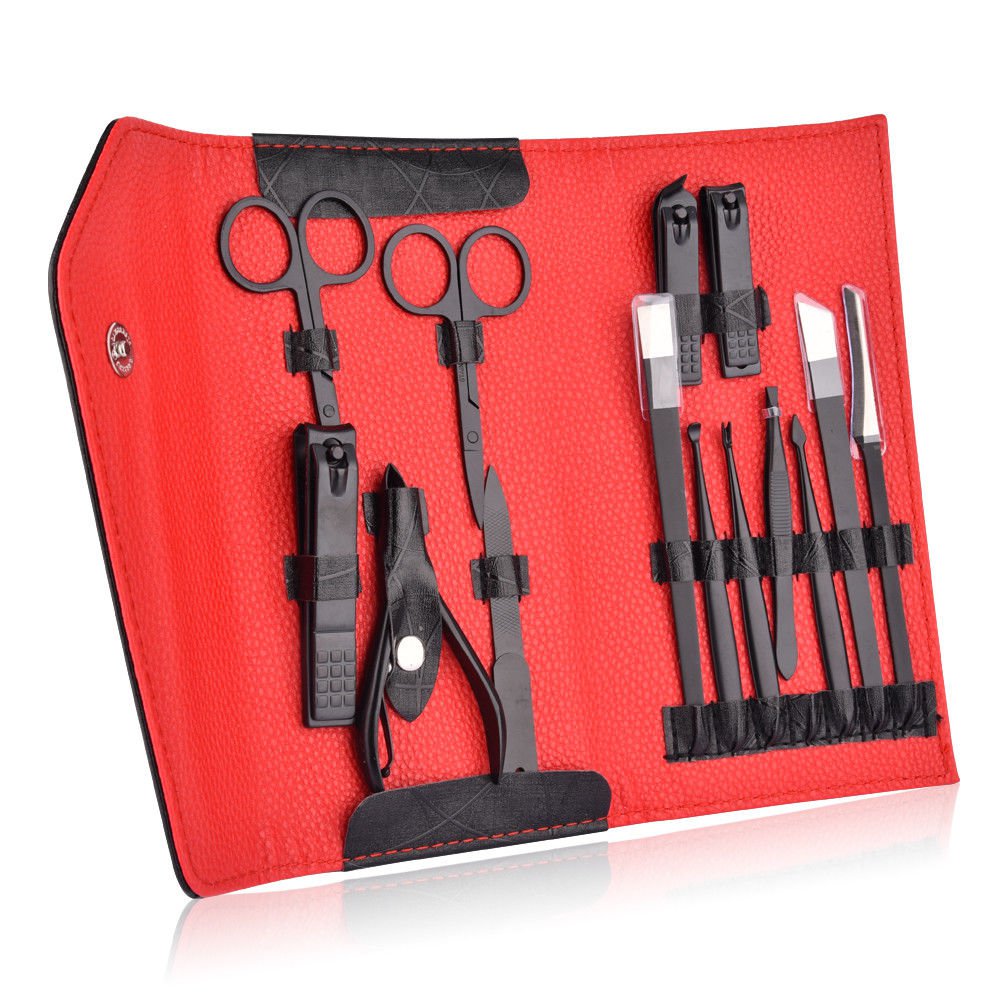 Professional Black Stainless Steel Nail Clipper Manicure tool Pedicure Set 15pcs