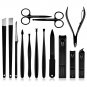 Professional Black Stainless Steel Nail Clipper Manicure tool Pedicure Set 15pcs