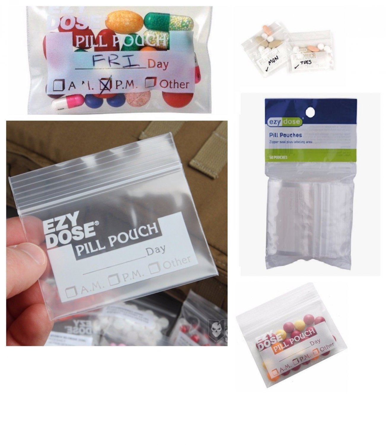 Disposable Pill Pouches 50 Count By Ezy Dose - For Travel , Free Fast Shipping
