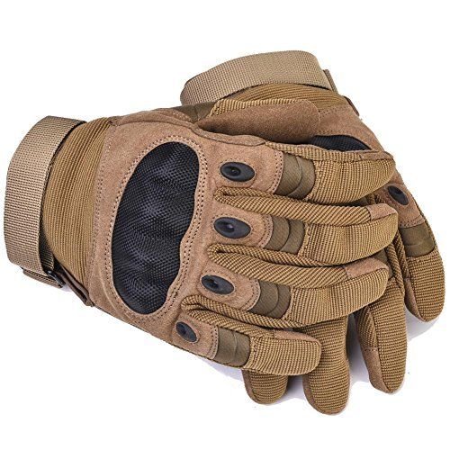 Hard Knuckle Military Tactical Gloves Adjustable Tan Men Motorcycle Motorbike(M)