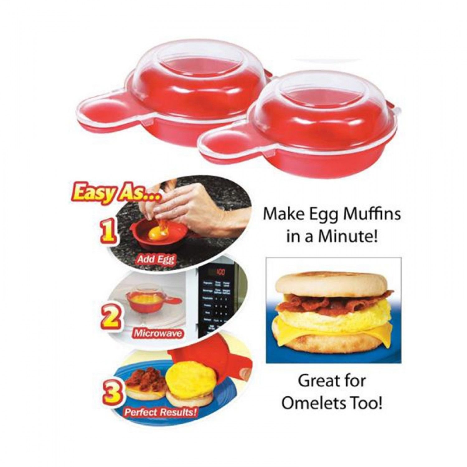 2pcs/set Cooking Eggwich Non-Stick Microwave Egg Cooker Fast Egg Maker Tools