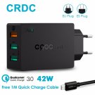 Qualcomm Certified CRDC Quick Charge 3.0 USB Wall Charger 3 Ports EU/US Plug 2.4