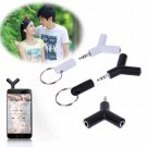 2 Pcs 3.5mm Male with 2 Female Stereo Audio Headphone Earphone Splitter Adapter