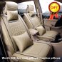 US Car L Size Beige PU Leather Seat Covers 5-Seat Front+Rear+Neck Lumbar Pillows