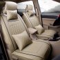 US Car L Size Beige PU Leather Seat Covers 5-Seat Front+Rear+Neck Lumbar Pillows
