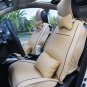 US Car L Size Beige PU Leather Seat Covers 5-Seat Front+Rear+Neck Lumbar Pillows