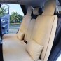 US Car L Size Beige PU Leather Seat Covers 5-Seat Front+Rear+Neck Lumbar Pillows