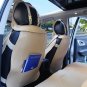 US Car L Size Beige PU Leather Seat Covers 5-Seat Front+Rear+Neck Lumbar Pillows