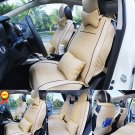 US M Size Car SUV 5-Seat PU Leather Seat Covers Front+Rear+Pillows Beige Set EGD