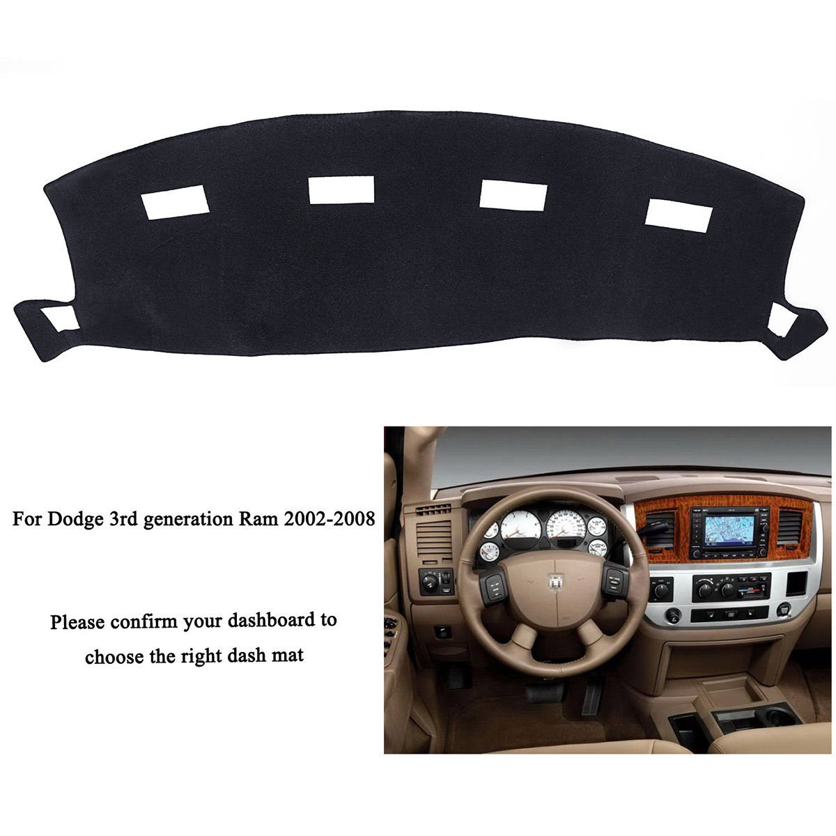 For Dodge Ram1500 Ram2500 3500 2002-2008 DashMat Dashboard Cover Dash Cover Mat