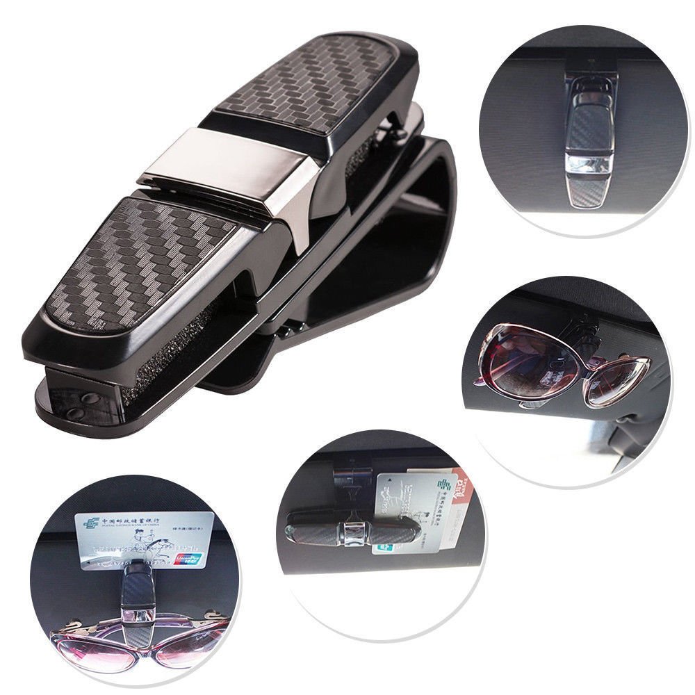 Durable Auto Car Sun Visor Glasses Sunglasses Card Ticket Holder Clip ABS Black