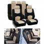 Durable S / M Size Car 5-Seats Beige Seat Cover Mesh Polyester Front +Rear Cover
