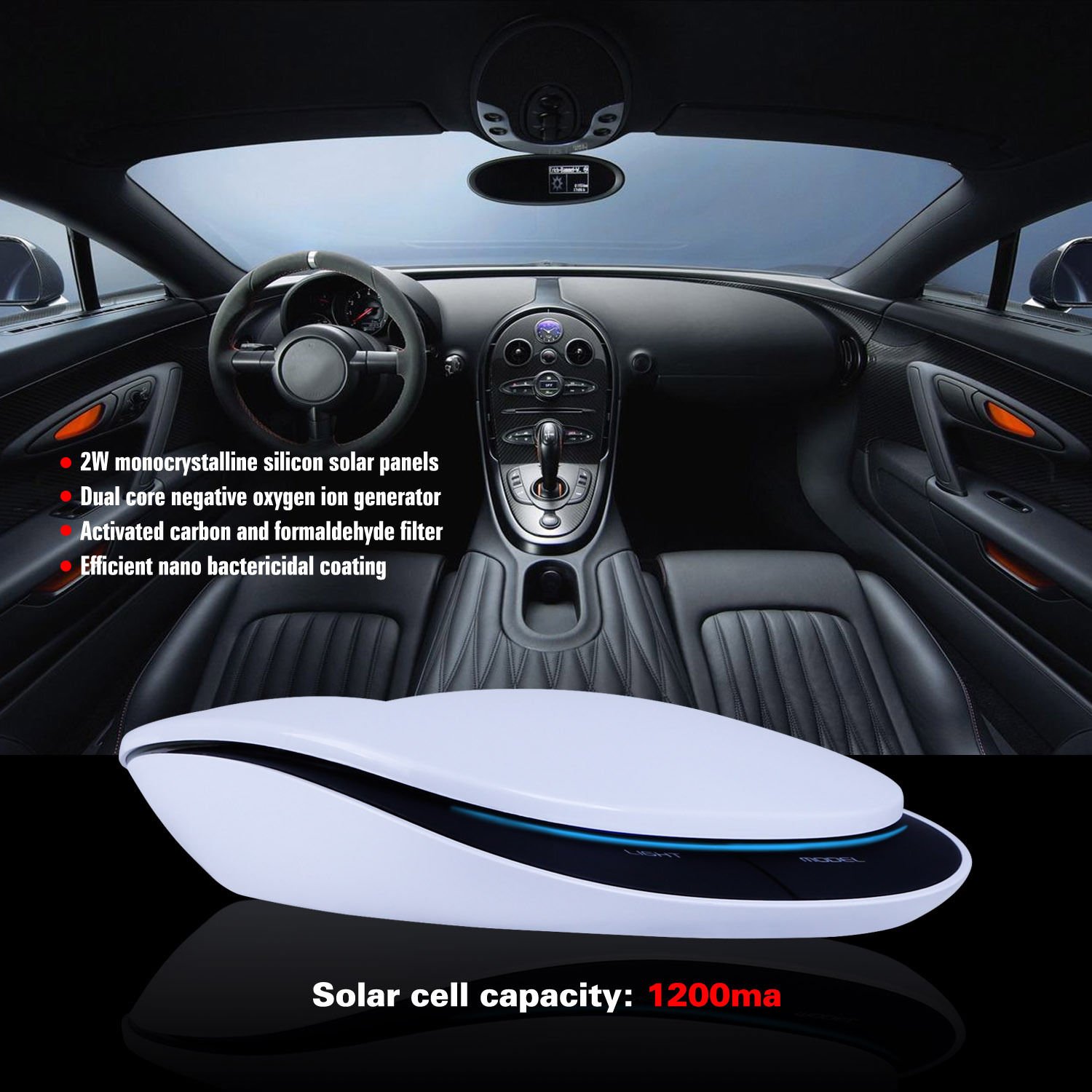 Car Home Solar Air Purifier Smell Dust Cleaner Intelligent Control Car Charger