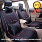 5-Seat SUV Car PU Leather Seat Covers S Size Front + Rear w/ 4 Pillows Black/Red
